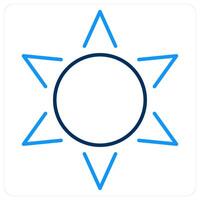 Sun concept in blue bold line color vector
