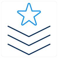 Army Badge icon concept in blue bold line color vector