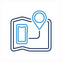 Mobile Navigation icon concept in blue bold line color vector