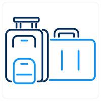 Suitcase icon concept in blue bold line color vector