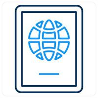 Passport icon concept in blue bold line color vector