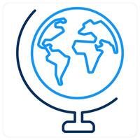 Globe icon concept in blue bold line color vector