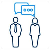 Discussion icon concept in blue bold line color vector