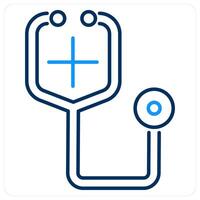 Stethoscope icon concept in blue bold line color vector