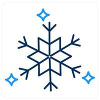 Snow Flake icon concept in blue bold line color vector