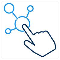Interactive icon concept in blue bold line color vector
