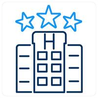 Hotel icon concept in blue bold line color vector