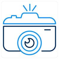 Camera icon concept in blue bold line color vector