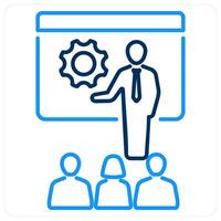 Presentation icon concept in blue bold line color vector