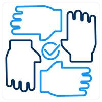 Collaboration icon concept in blue bold line color vector
