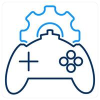 Game development icon concept in blue bold line color vector