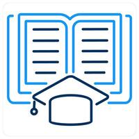 E-learning icon concept in blue bold line color vector