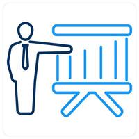 Board presentation icon concept in blue bold line color vector