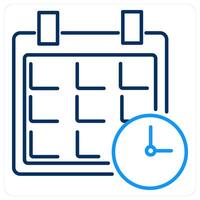 Schedule icon concept in blue bold line color vector