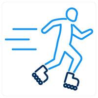 Roller skating icon concept in blue bold line color vector