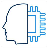 Artificial intelligence icon concept in blue bold line color vector