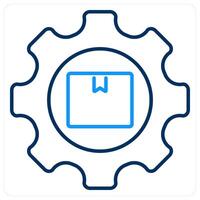 Parcel Setting icon concept in blue bold line color vector