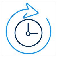 Time and clock icon concept in blue bold line color vector
