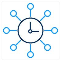 Time Management and management icon concept in blue bold line color vector