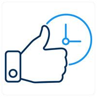 Punctuality icon concept in blue bold line color vector