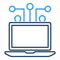 Computing icon concept in blue bold line color vector