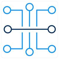 Circuit icon concept in blue bold line color vector