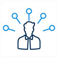 Marketing Network icon concept in blue bold line color vector