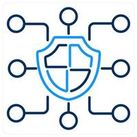 BlockChain icon concept in blue bold line color vector