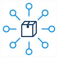 Parcel Connection icon concept in blue bold line color vector