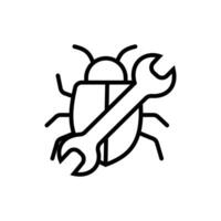 Software bug fix outline icon. vector