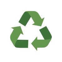 Green recycling symbol with three arrows forming a triangular loop vector