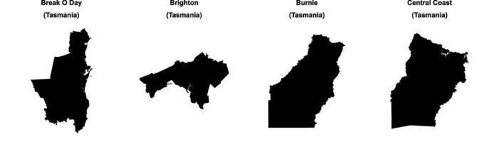 Break O Day, Brighton, Burnie, Central Coast outline maps vector