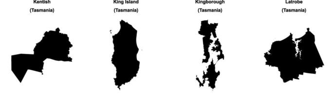 Kentish, King Island, Kingborough, Latrobe outline maps vector