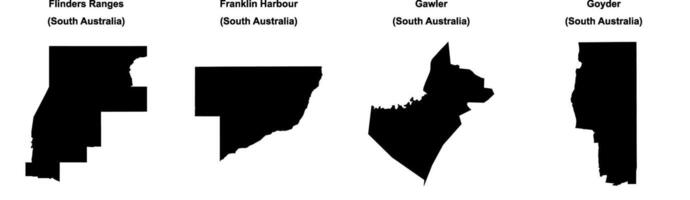 Flinders Ranges, Franklin Harbour, Gawler, Goyder outline maps vector