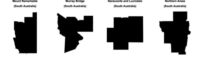 Mount Remarkable, Murray Bridge, Naracoorte and Lucindale, Northern Areas outline maps vector