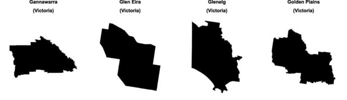 Gannawarra, Glen Eira, Glenelg, Golden Plains outline maps vector