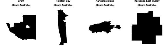 Grant, Holdfast Bay, Kangaroo Island, Karoonda East Murray outline maps vector