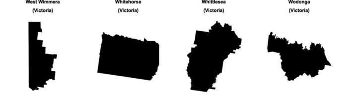 West Wimmera, Whitehorse, Whittlesea, Wodonga outline maps vector