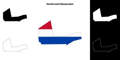 Hardinxveld-Giessendam blank outline map set vector
