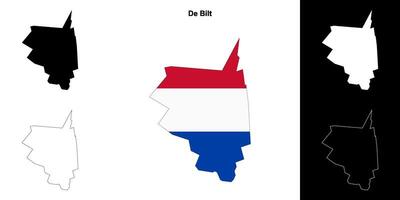 De Bilt blank outline map set vector