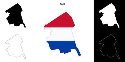 Delft blank outline map set vector