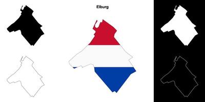 Elburg blank outline map set vector