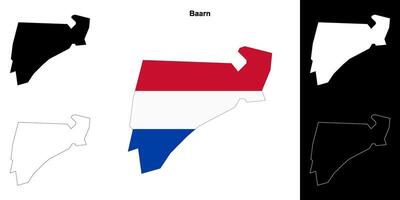 Baarn blank outline map set vector