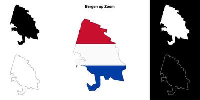 Bergen op Zoom blank outline map set vector