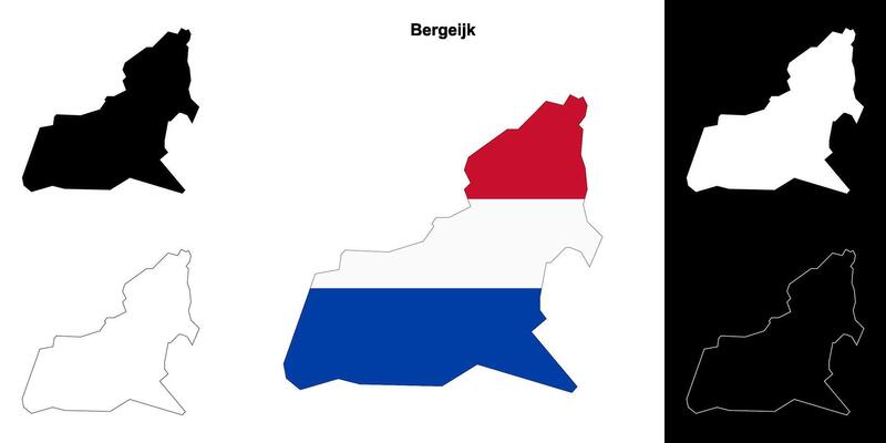 Bergeijk blank outline map set