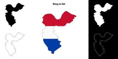 Berg en Dal blank outline map set vector