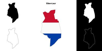 Etten-Leur blank outline map set vector
