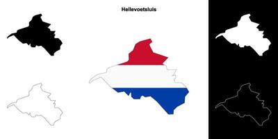 Hellevoetsluis blank outline map set vector