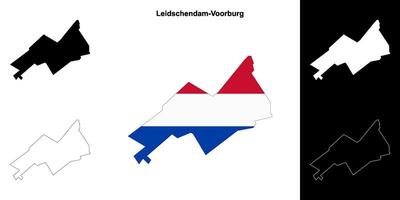 Leidschendam-Voorburg blank outline map set vector