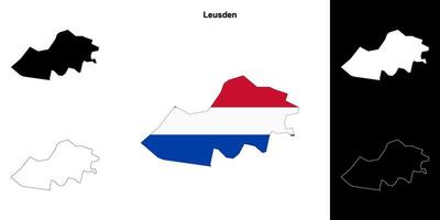 Leusden blank outline map set vector